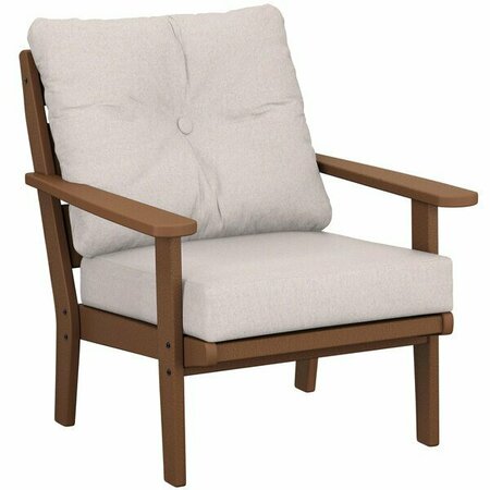 POLYWOOD 4411-TE145999 Lakeside Teak / Dune Deep Seating Chair 6334411TE145